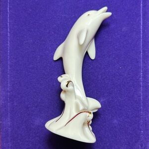 Lenox Cream Dolphin Figurine with Gold Accents